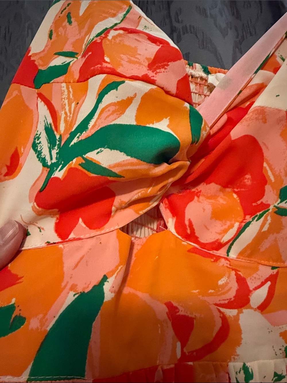 entro Orange Floral Maxi Dress with Green Accents - Picture 3 of 7